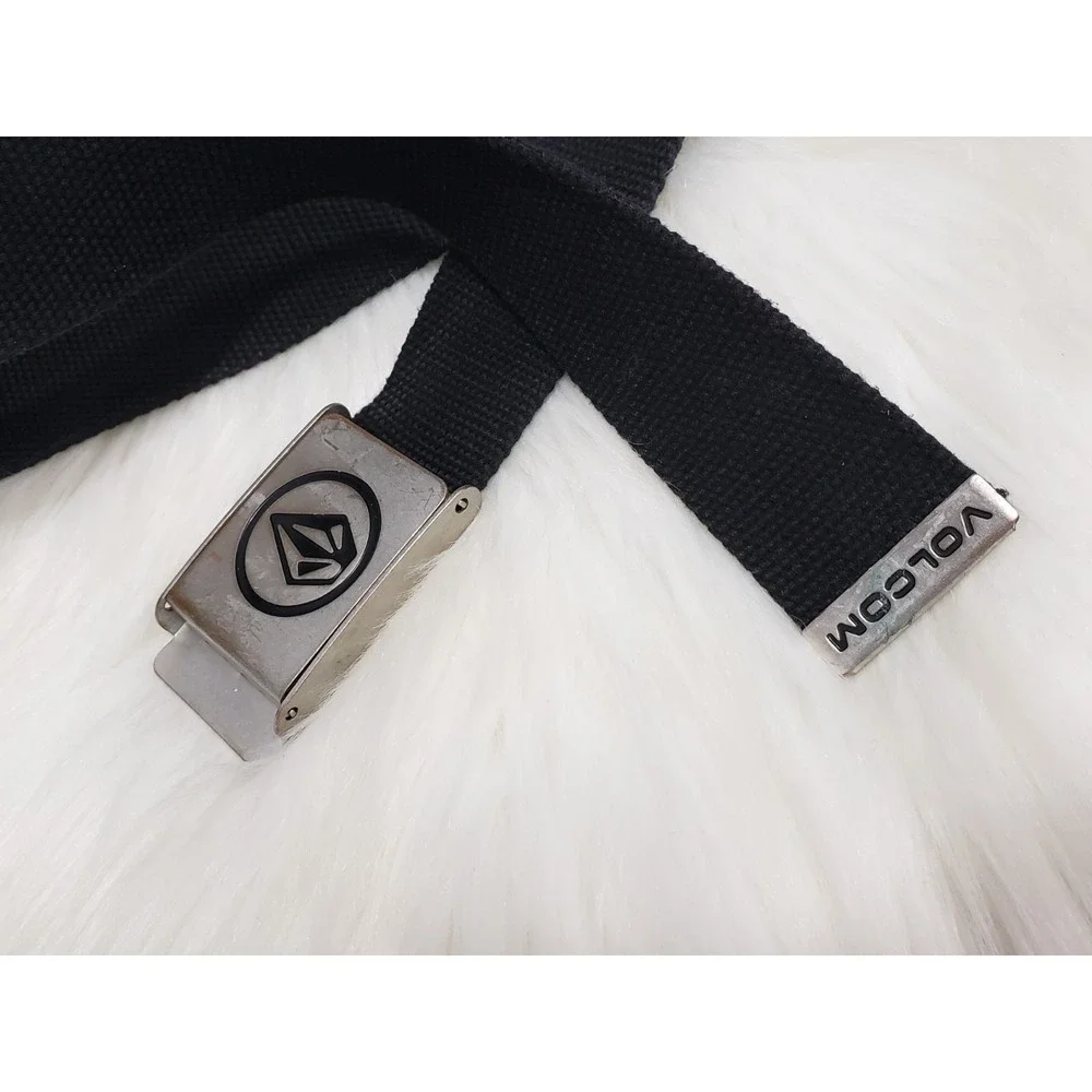 Volcom Canvas Belt With Hook Clasp Buckle SKATER Y2K METAL BUCKLE MENS Y2K